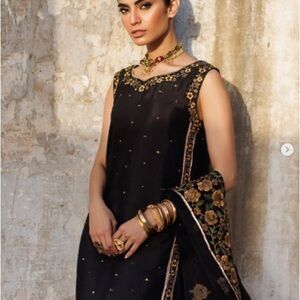 Elegant Indian/ Pakistani Black and Gold Women's Sharara Set